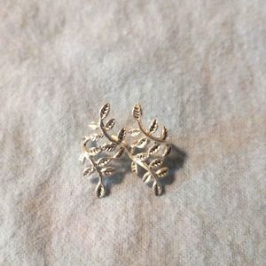 Pair of leaf design ear cuffs in sterling silver